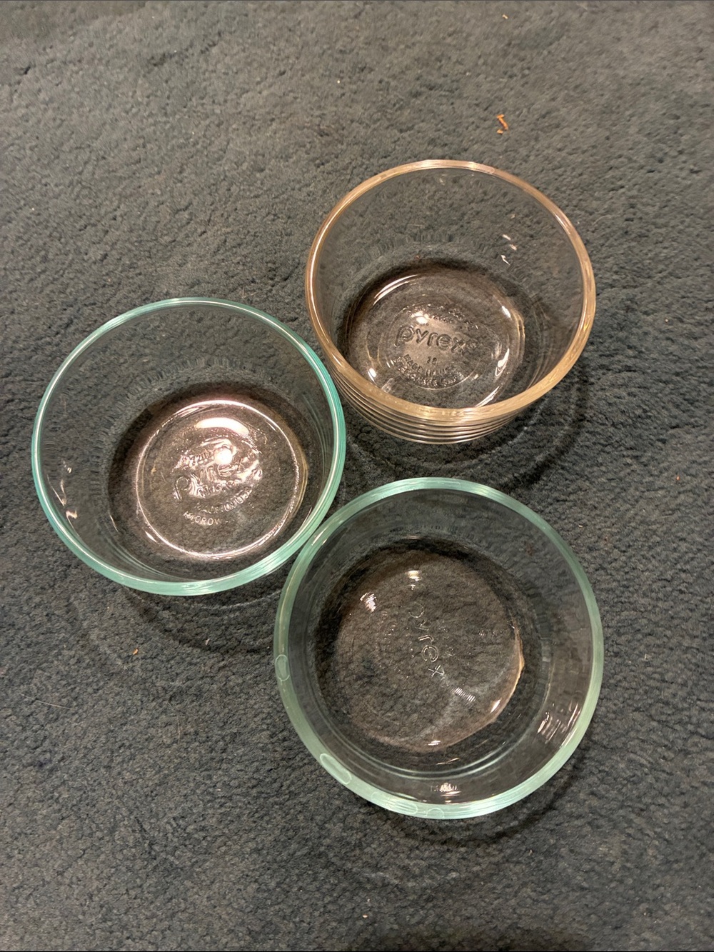Pyrex Glass Prep Bowls in Clear and Aqua Tint - Set of 3